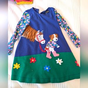 Mini Boden Dog and Horse Dress 3-4 Y
